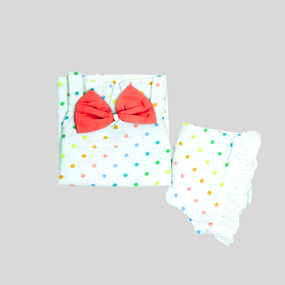 Baby Girls Rainbow Dot Bow Co-Ord Set