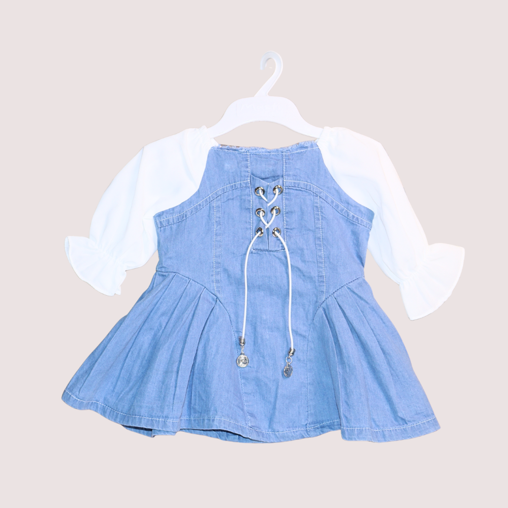 Girls Denim Lace Party Dress