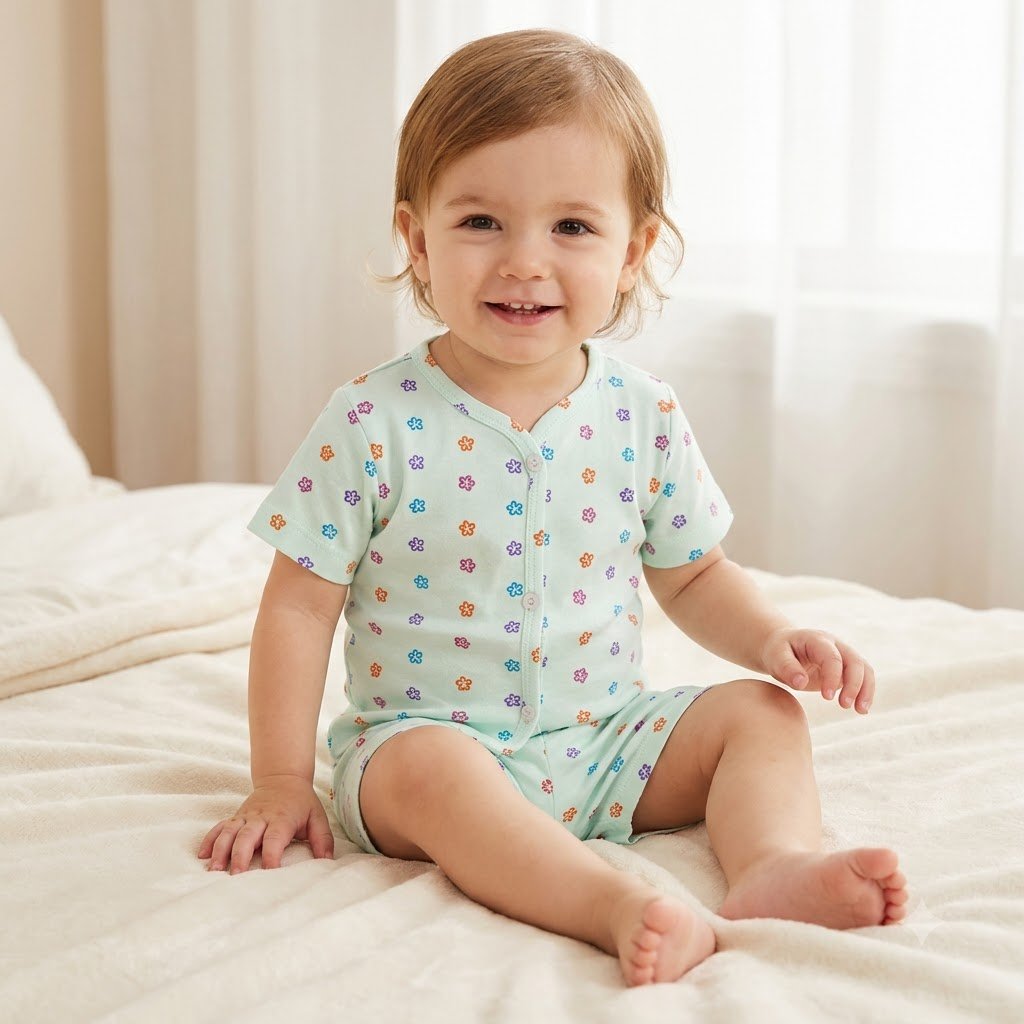 baby unisex printed short-pant set