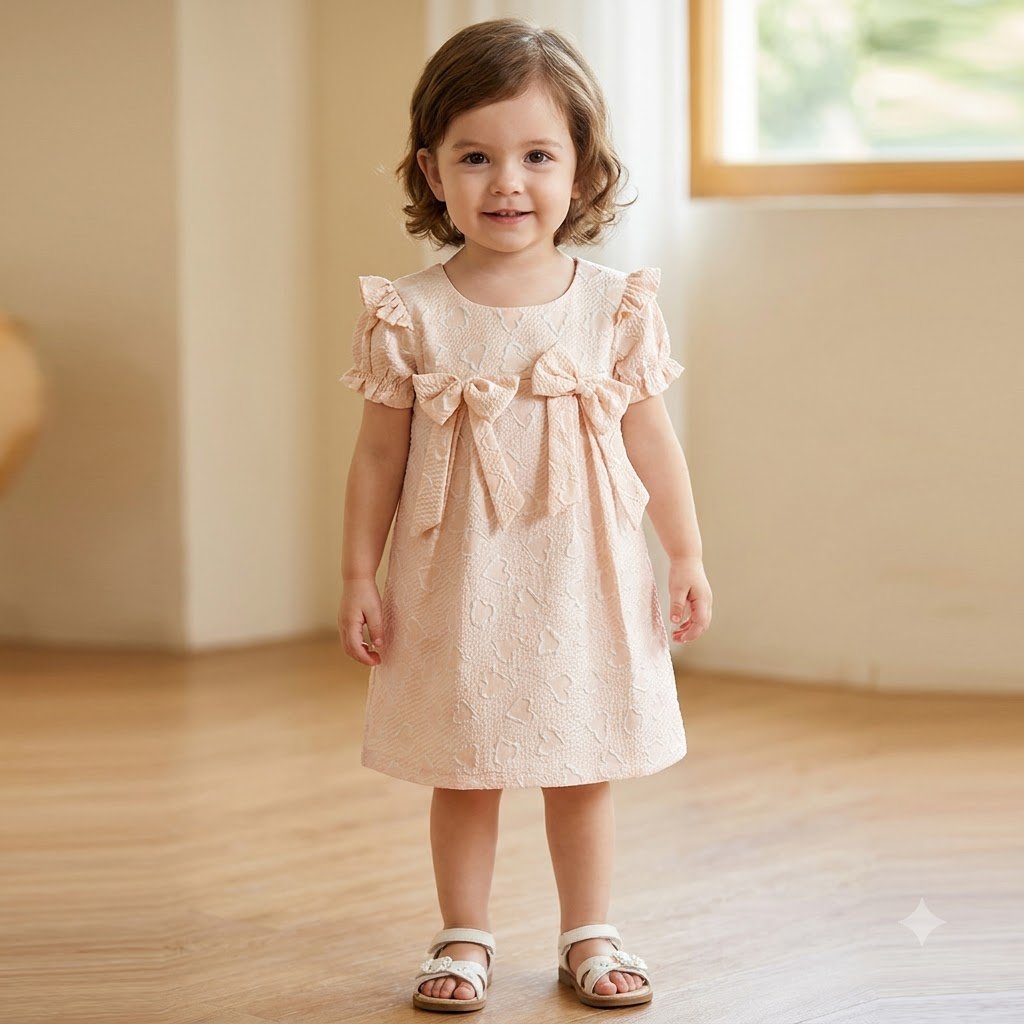Short-sleeve A-line party dress