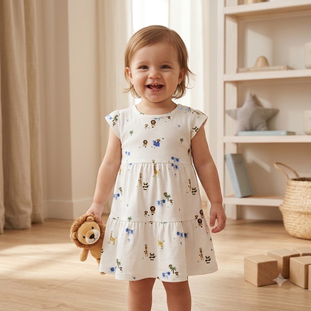 Toddler cap-sleeve tiered A-line dress